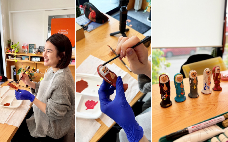 シスターの土人形づくり体験シーン